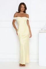 The Sophisticate Off Shoulder Maxi Dress Yellow